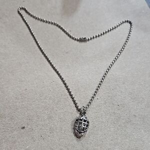 Goalies Necklace Face Mask Helmet Jewelry Gift Rugby Dad Silver Tone